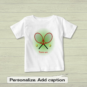 Red tennis add name or text baby t-shirt