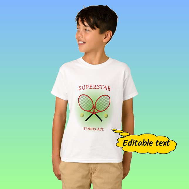 Red Tennis Custom Text T-Shirt (Von Creator hochgeladen)