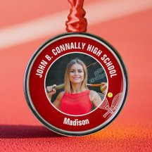 Red Tennis Player Photo High School Christmas