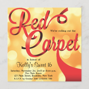Red Tepet Hollywood Sweet 16 Birthday Einladung