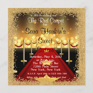 Red Tepet Hollywood Sweet 16 Birthday Einladung