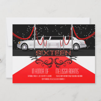 Red Tepet Sweet 16 Party Einladungen