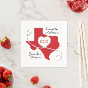 Red Texas Curling Ribbon Wedding Date Serviette