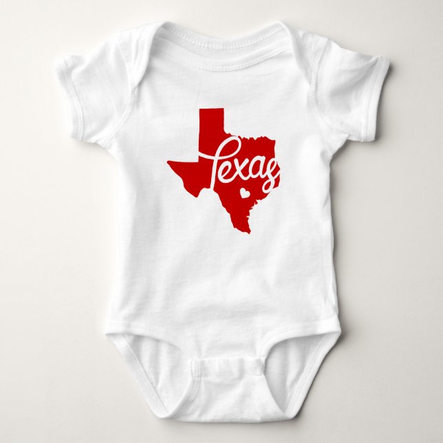 Red Texas Heart Baby Strampler (Vorderseite)