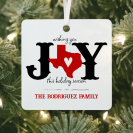 Red Texas JOY Foto Holiday Ornament Aus Metall