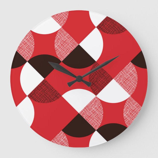 Red Textured Diagonal Dynamic Pattern Große Wanduhr (Vorderseite)