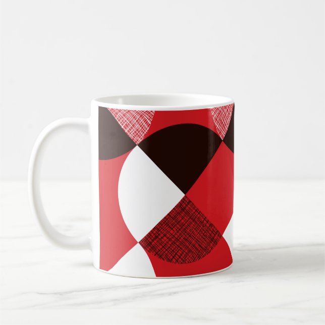 Red Textured Diagonal Dynamic Pattern Kaffeetasse (Links)
