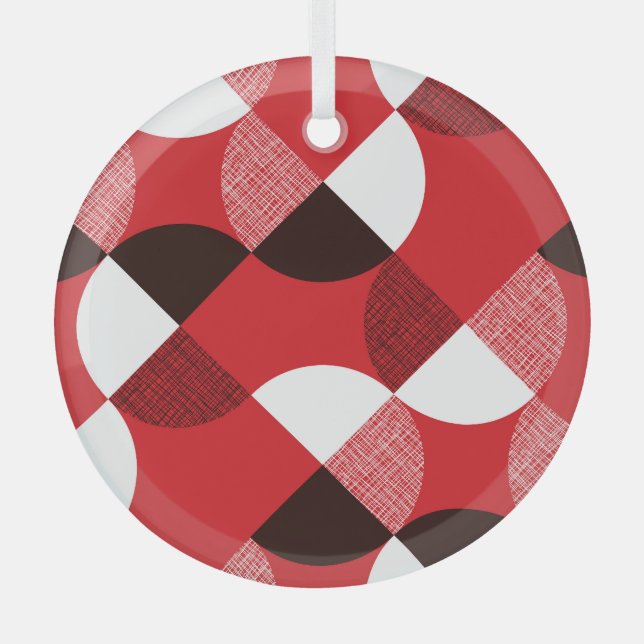 Red Textured Diagonal Dynamic Pattern Ornament Aus Glas (Vorderseite)