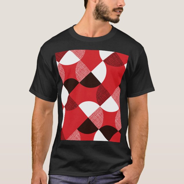 Red Textured Diagonal Dynamic Pattern T-Shirt (Vorderseite)