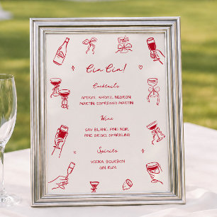 Red Thates Amore Brautparty Cin Cin Cin Bar Poster