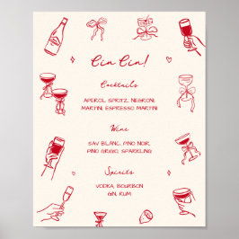 Red Thates Amore Brautparty Cin Cin Cin Bar Poster
