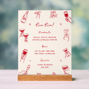 Red Thates Amore Party Cin Cin Cin Bar Acrylschild