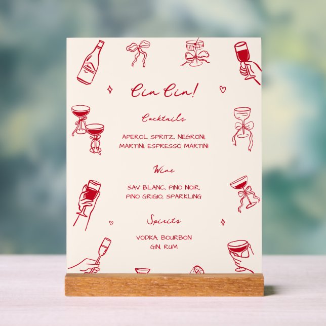 Red Thates Amore Party Cin Cin Cin Bar Acrylschild (Neutral)