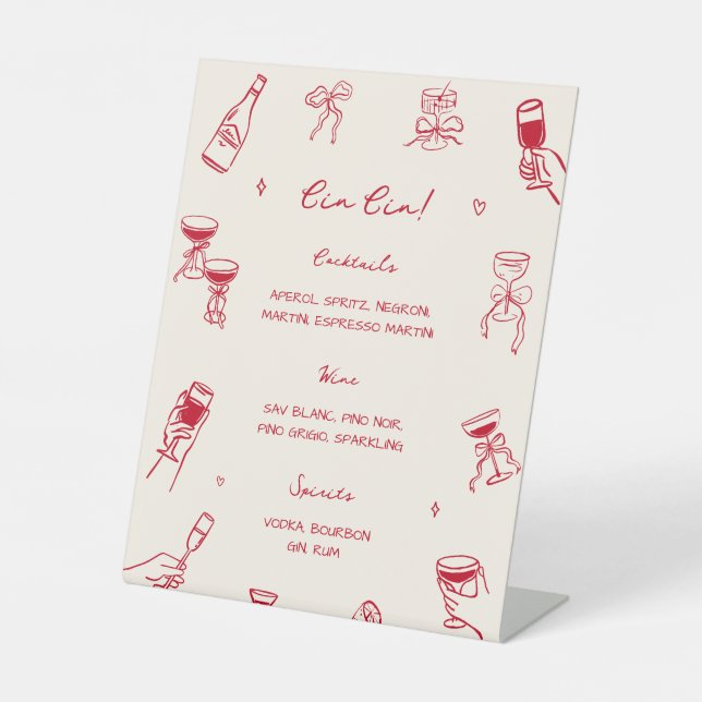 Red That's Amore Brautparty Cin Cin Cin Bar Sockelschild (Vorderseite)