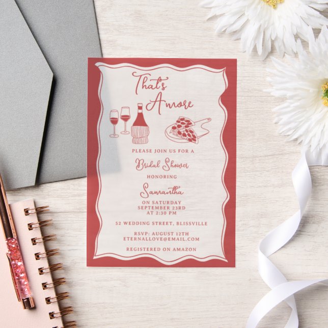 Red That's Amore Italian Pizza Wine Brautparty (Hochzeit)