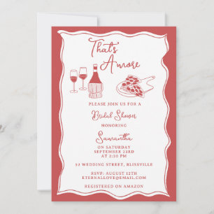 Red That's Amore Italian Pizza Wine Brautparty Einladung