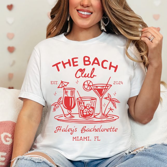 Red The Bach Club Cocktail Beach Bacheloretto T-Shirt (Von Creator hochgeladen)