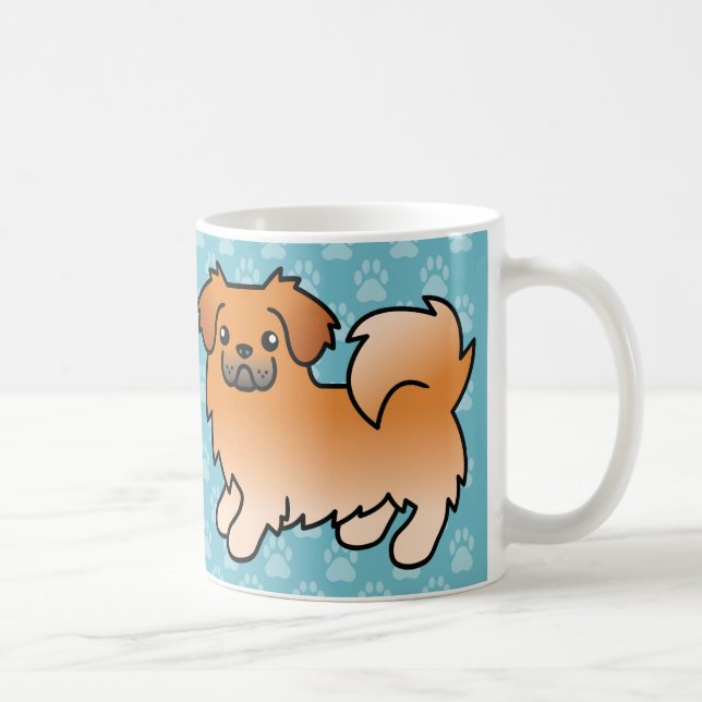 Red Tibetan Spaniel Cartoon Dog Kaffeetasse (Rechts)