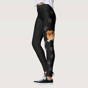 Red Tibetan Spanisch Niedlich Cartoon Dog & Paws Leggings