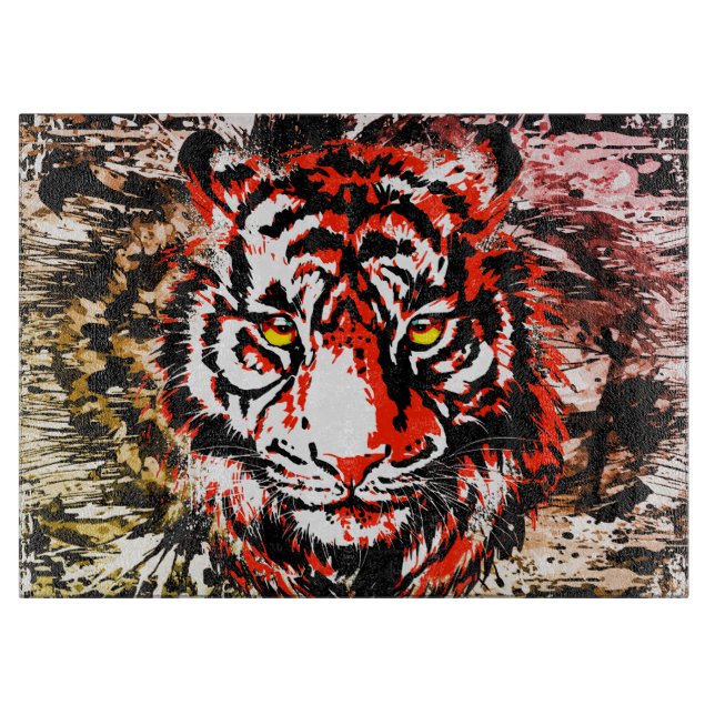 Red Tiger Cutting Board - farbenfrohe Tigerfront Schneidebrett (Vorderseite)