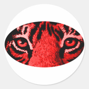 Red Tiger Eyes The MUSEUM Zazzle Geschenke Runder Aufkleber