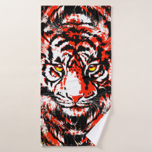 Red Tiger Head Badetuch - Tiger Bath Handtuch Badehandtuch