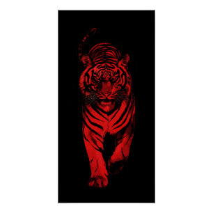 Red Tiger Illustration - Bold Graphic Animal Art Poster