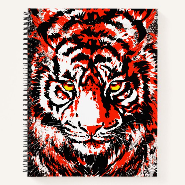 Red Tiger Notebook - Tiger Artwork - Wildlife Notizbuch (Vorderseite)