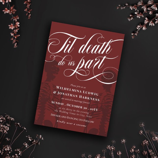 Red Til Death Do us Part Skeleton Goth Wedding Einladung (Von Creator hochgeladen)
