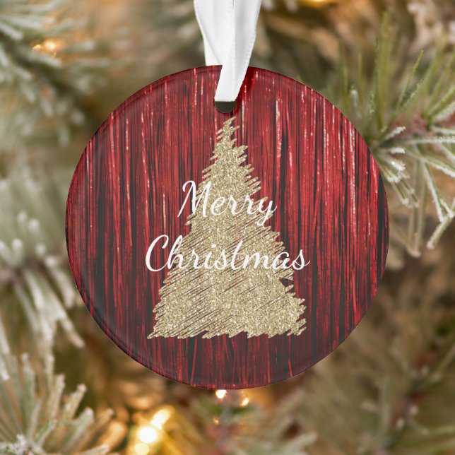 Red Tinsel Gold Weihnachtsbaum Ornament (Baum)