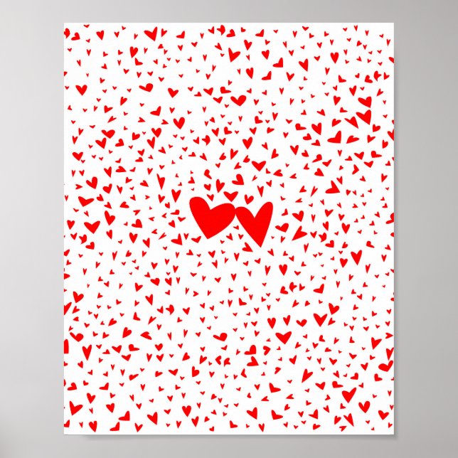 Red Tiny Liebe Herz Hintergrund Poster (Vorne)