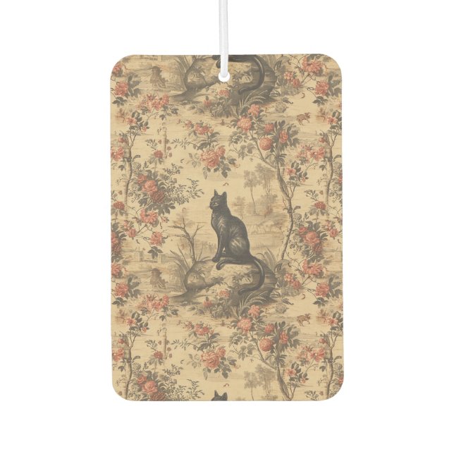 Red Toile Chinoiserie Cat Damask Autolufterfrischer (Vorderseite)