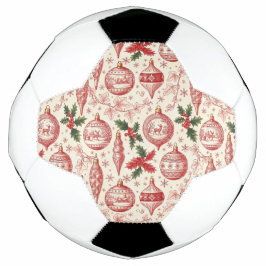 Red Toile Chinoiserie Christmas Ornaments Fußball