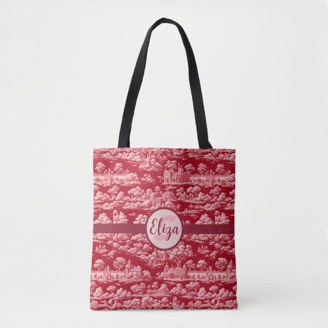 Red Toile de Jouy Tasche (Vorderseite)