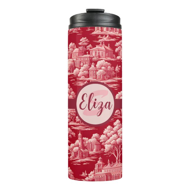 Red Toile de Jouy Thermosbecher (Vorderseite)