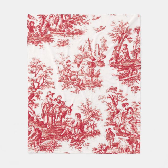 Red Toile Holiday Fleecedecke (Vorderseite)