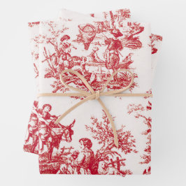 Red Toile Holiday Geschenkpapier Set