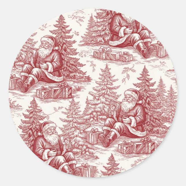 Red Toile Runder Aufkleber (Vorderseite)