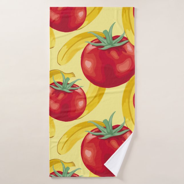 Red tomato and fruits seamless pattern designabstr badehandtuch (Badehandtuch)