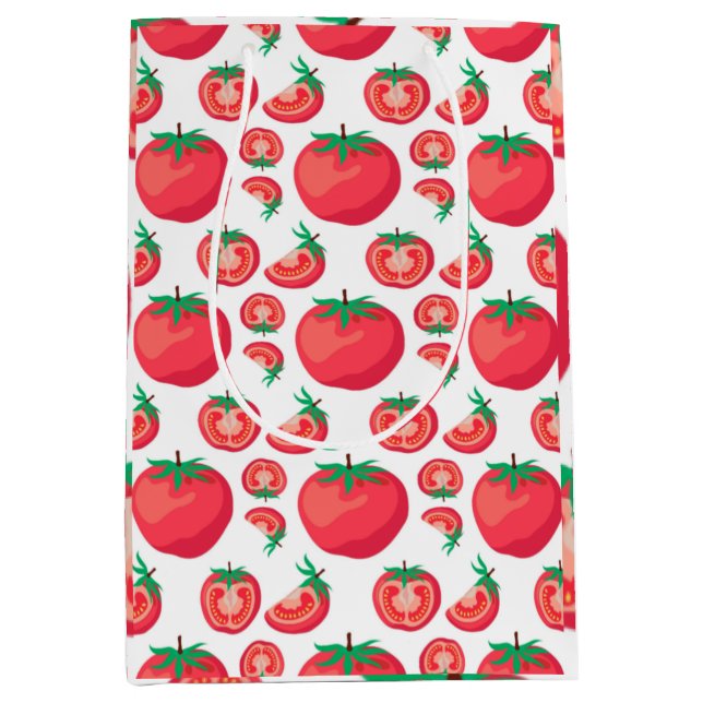 Red Tomato Muster Niedlich so lustig Mittlere Geschenktüte (Vorderseite)