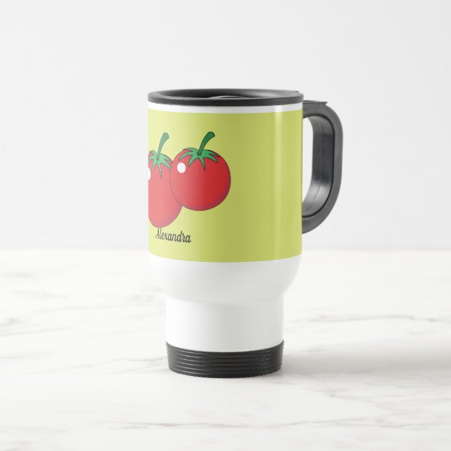 Red Tomato | Name oder Text hinzufügen Reisebecher (VorderseiteRechts)