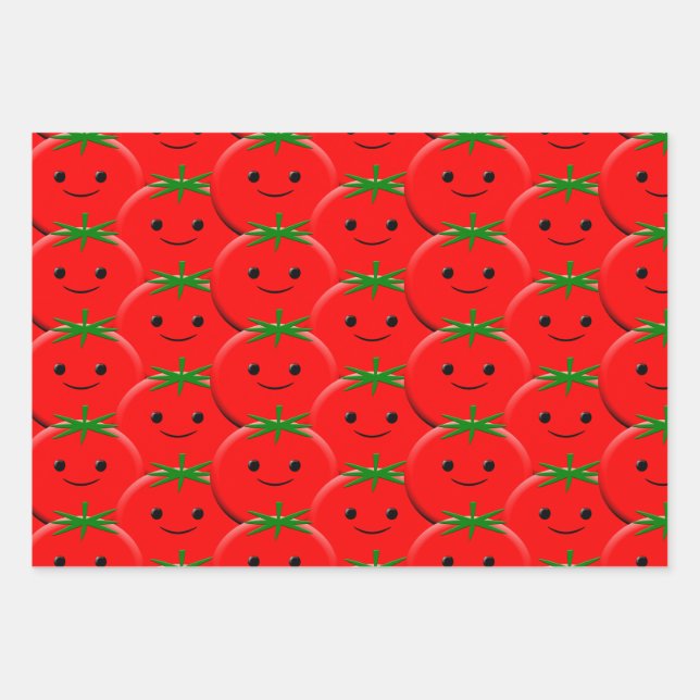 Red Tomato Pattern Geschenkpapier Set (Vorderseite)