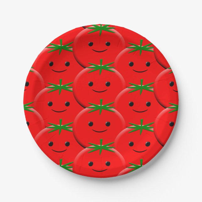 Red Tomato Pattern Pappteller (Vorderseite)