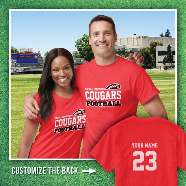 Red Tomball Jr. High Cougars Football name # T-Shirt (Von Creator hochgeladen)