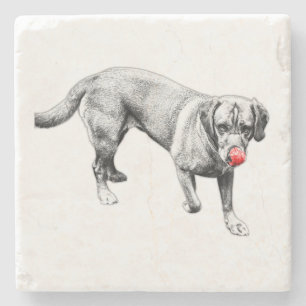 Red Tongue Labrador Licking Ink Art Untersetzer