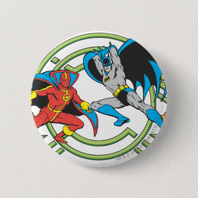 Red Tornado und Batman Button (Vorderseite)