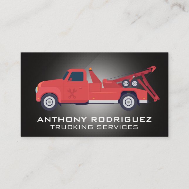 Red Tow Truck | Auto Visitenkarte (Vorderseite)