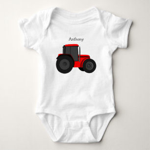 Red Tractor Custom Baby Bodysuit Strampler
