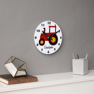 Red Tractor Design Individuell Gestaltet Runde Wanduhr