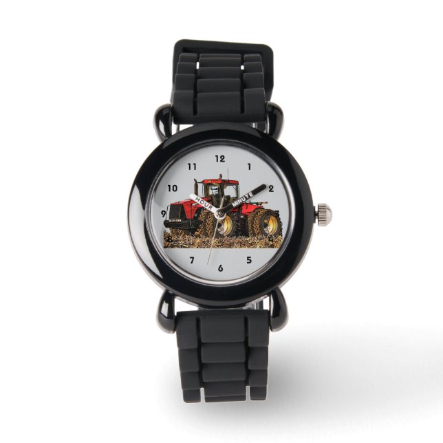 Red Tractor Farming Ripper Farmer Equipment Kids Armbanduhr (Vorderseite)